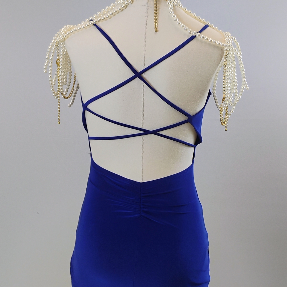 Source Unknown Royal Blue Backless Dress